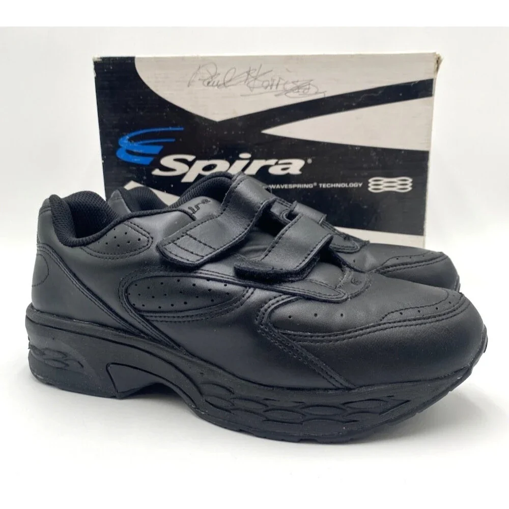 Spira CLASSIC WALKER Men's LIGHTLY USED EZ Strap Walking Shoe Black US Size 9 4E
